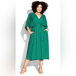 Plus Size 3/4 Sleeve Maxi Dress - Green - Never Worn